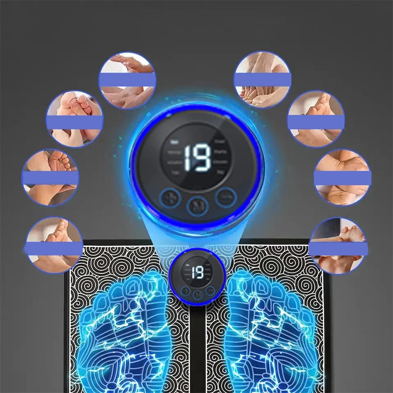 Rechargeable Foot Massager Pad – 8 Modes, 19 Levels Muscle Stimulation & Relaxation